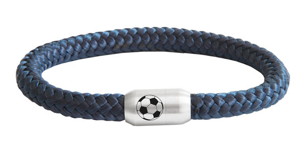 Original Fußball Segeltau Armband, geflochten, Gravur, Magnetverschluss, 8mm Ø, Fußballfan