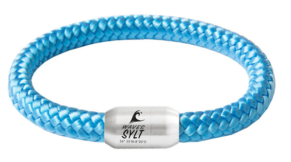 Sylt Waves, Gravur Segeltau Armband, 8mm Ø, Edelstahl-Magnetverschluss, Paracord